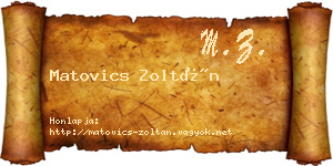 Matovics Zoltán névjegykártya